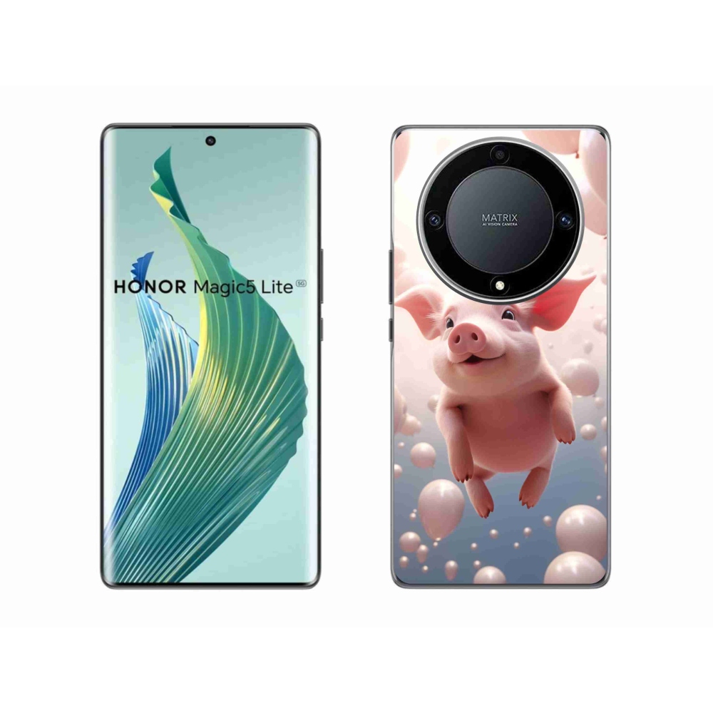 Gelový kryt mmCase na Honor Magic 5 Lite 5G - prasátko s balónky