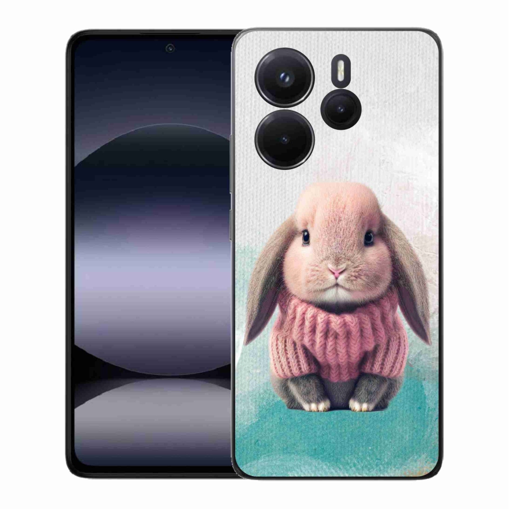 Gelový kryt mmCase na Xiaomi Redmi Note 14 - králíček ve svetru