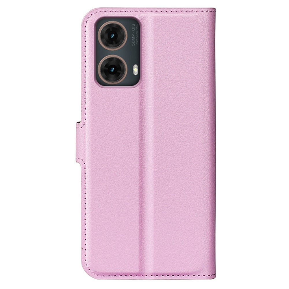 Litchi knížkové pouzdro na Motorola Moto G85 5G - růžové