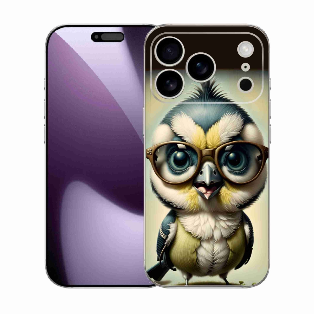 Gelový kryt mmCase na iPhone 17 Pro - mládě s brýlemi