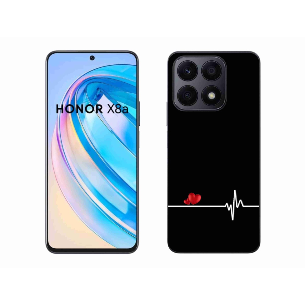 Gelový kryt mmCase na Honor X8a - srdce a tep černé pozadí
