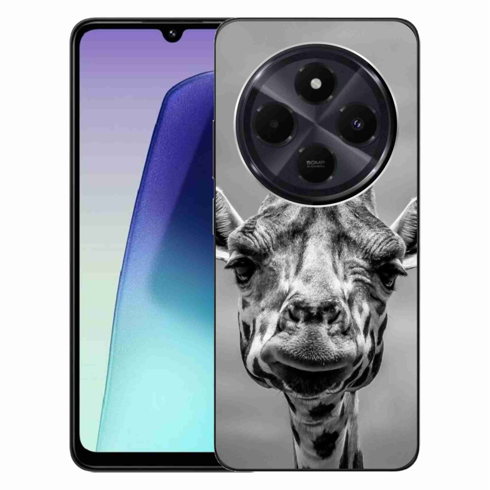 Gelový kryt mmCase na Xiaomi Redmi 14C/Poco C75 - černobílá žirafa