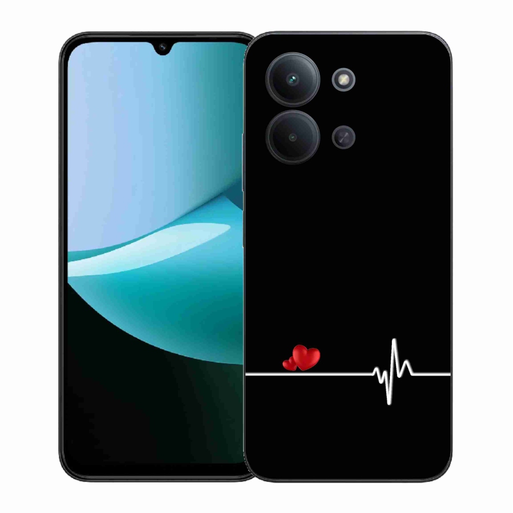 Gelový kryt mmCase na Xiaomi Redmi 15C 4G (171mm)/Poco C85 4G (171mm) - srdce a tep černé pozadí