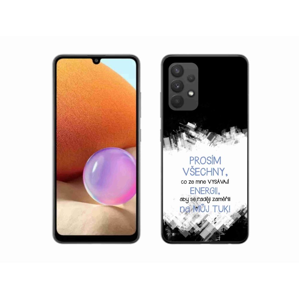 Gelový kryt mmCase na Samsung Galaxy A32 4G - vtipný text 1 modrý