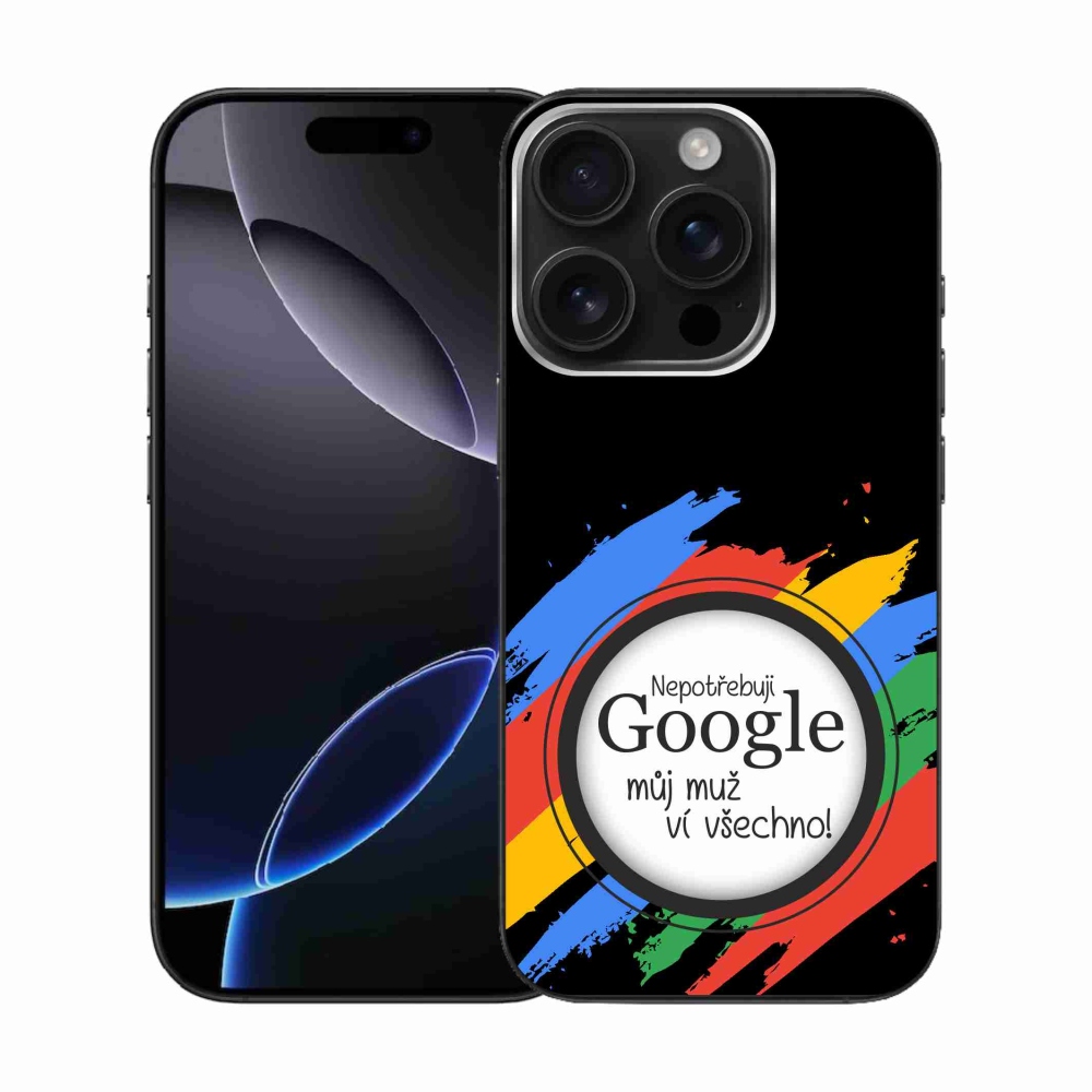 Gelový kryt mmCase na iPhone 16 Pro - muž ví všechno černé pozadí