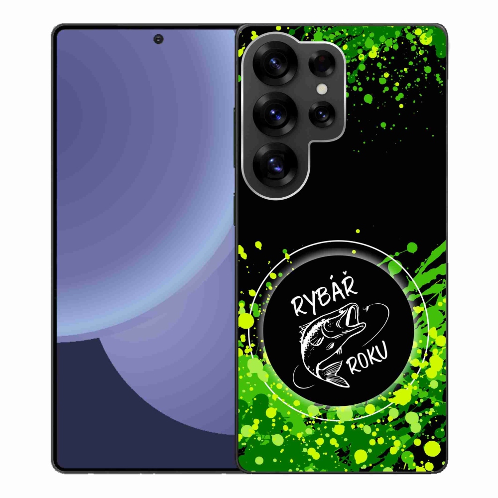 Gelový kryt mmCase na Samsung Galaxy S25 Ultra - rybář roku černé pozadí