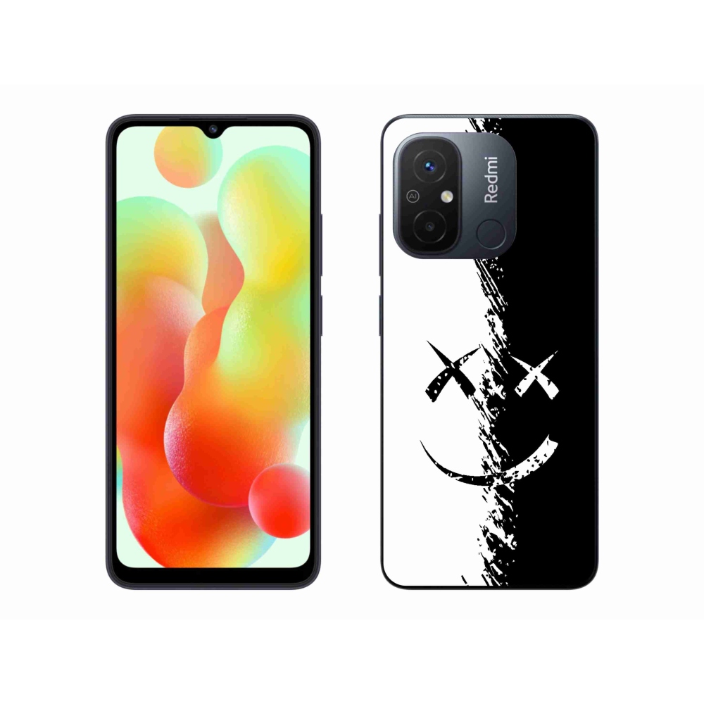 Gelový kryt mmCase na Xiaomi Redmi 12C - černobílý smajlík