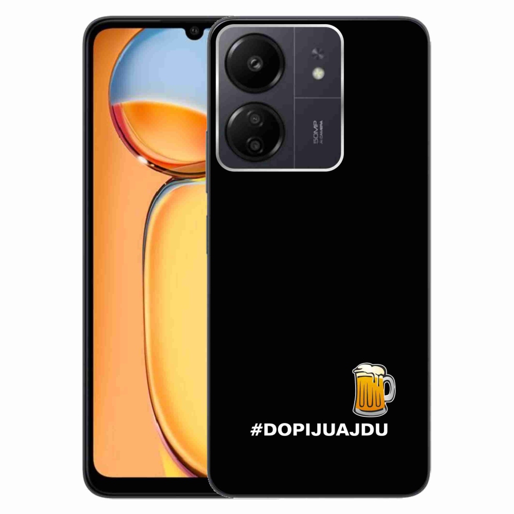 Gelový kryt mmCase na Xiaomi Poco C65/Redmi 13C - pivní motiv 1 černé pozadí