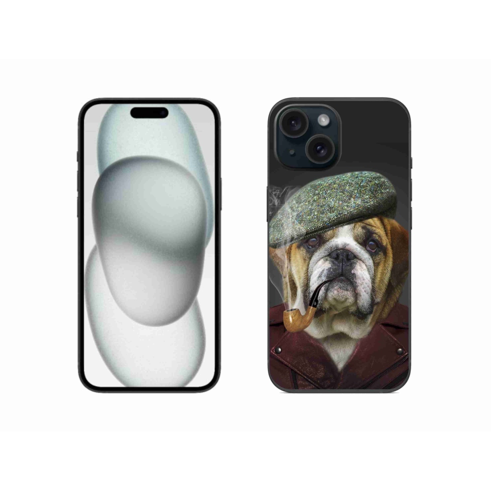 Gelový kryt mmCase na iPhone 15 - pes s fajfkou