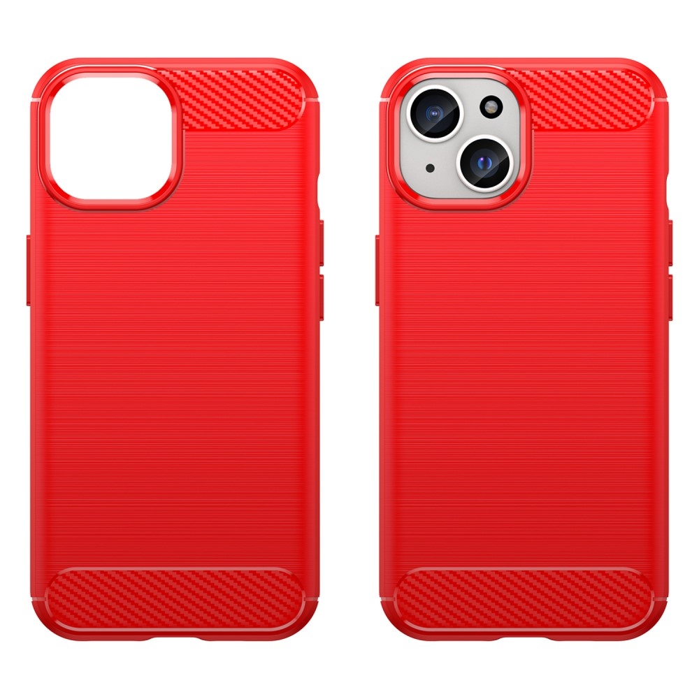 Carbon odolný gelový obal na iPhone 15 - červený