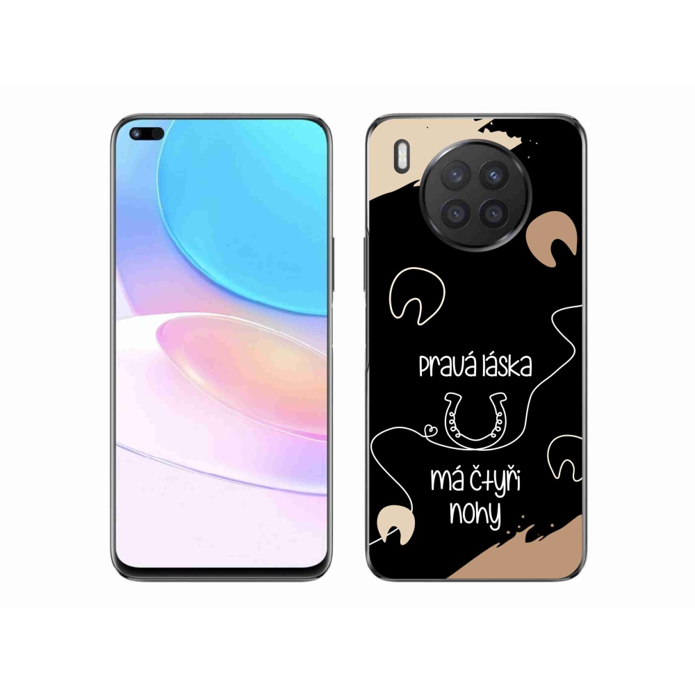 Gelový kryt mmCase na Huawei Nova 8i - koňský motiv černé pozadí