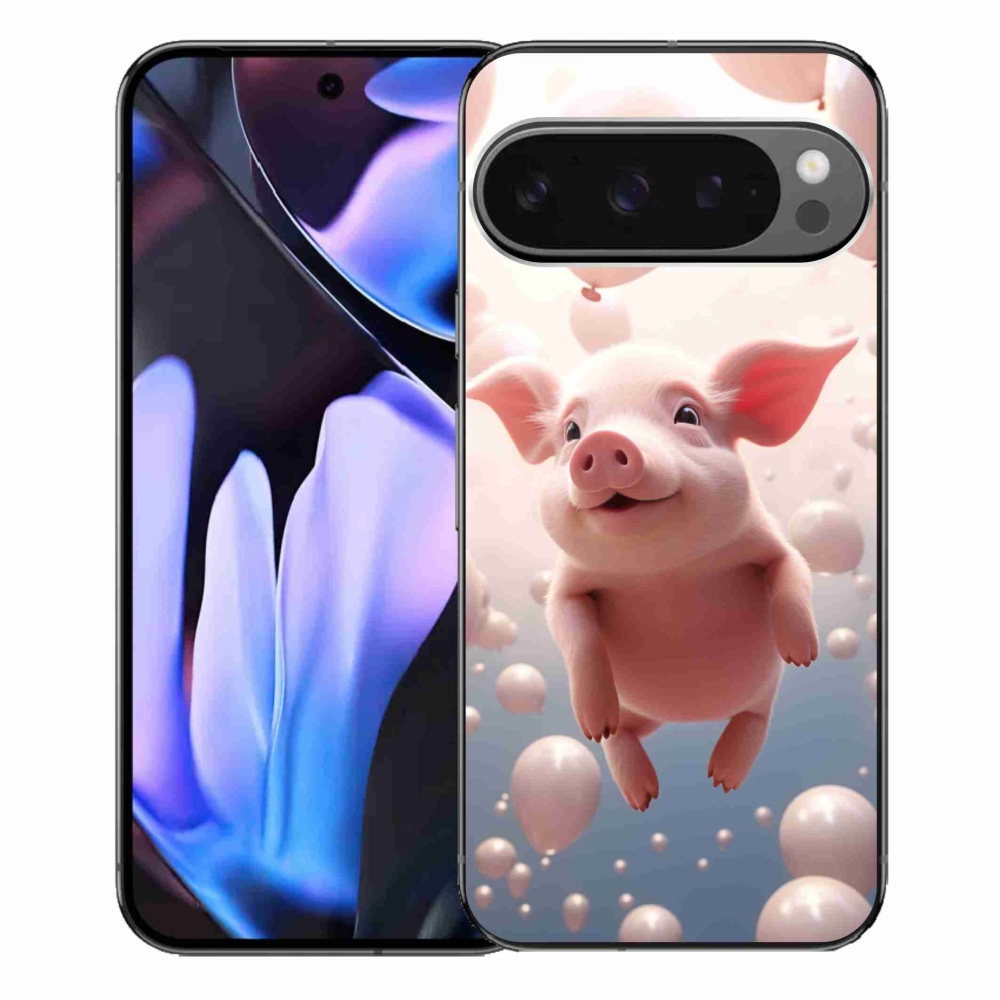 Gelový kryt mmCase na Google Pixel 9 Pro XL - prasátko s balónky