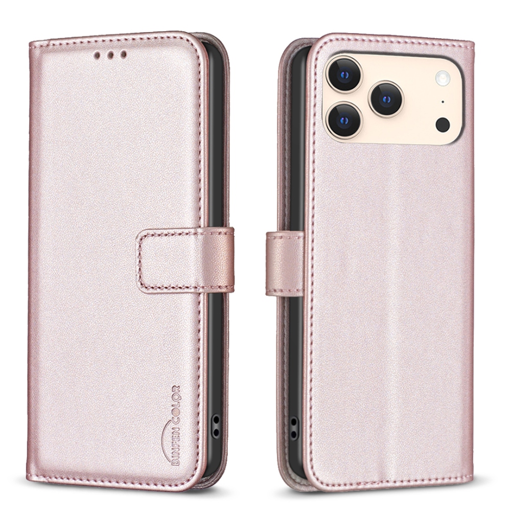 BNF knížkové pouzdro na iPhone 17 Pro - růžovozlaté