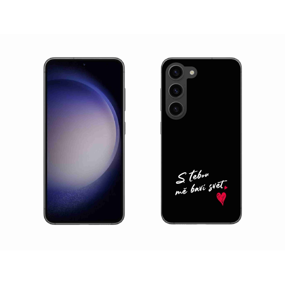 Gelový kryt mmCase na Samsung Galaxy S23 5G - zamilovaný text 1 černé pozadí