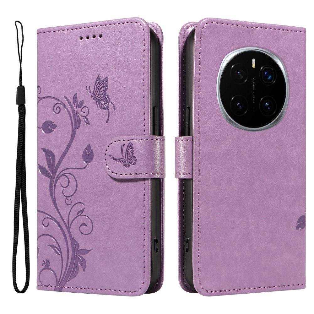 Flowery knížkové pouzdro na Honor Magic 7 Pro 5G - světlefialové