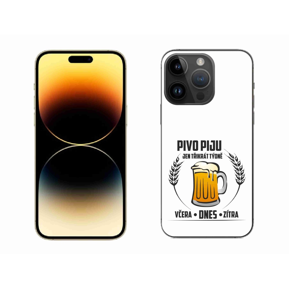Gelový kryt mmCase na iPhone 14 Pro Max 6.7 - pivní motiv bílé pozadí