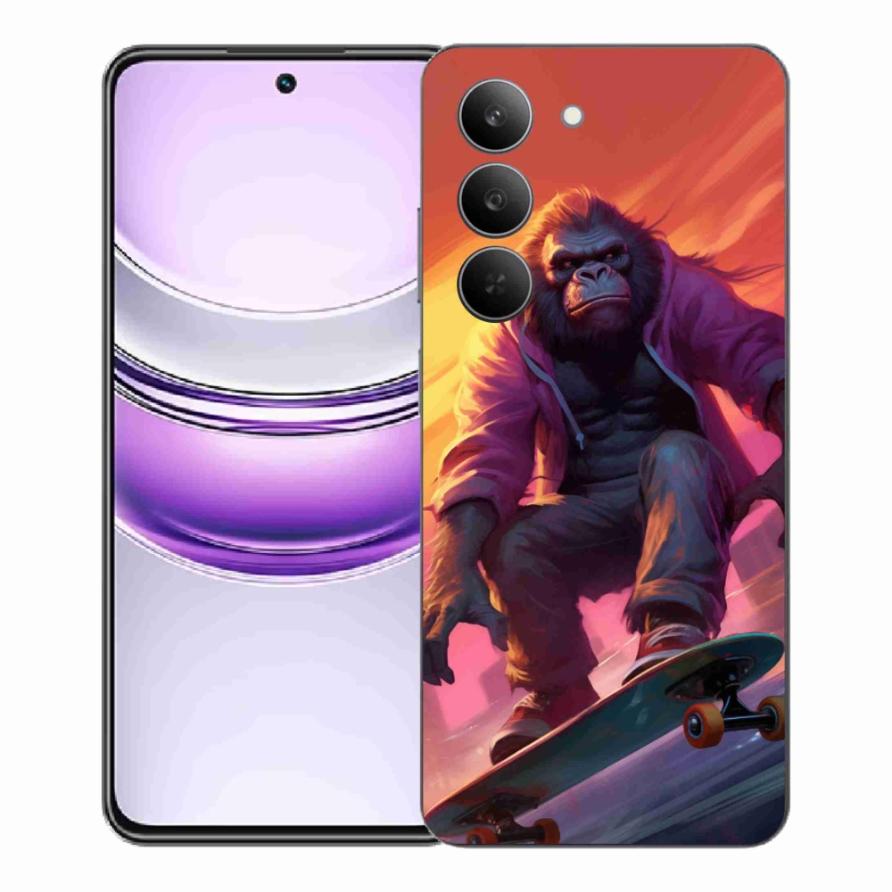 Gelový kryt mmCase na Realme 14x 5G - gorila na skateboardu