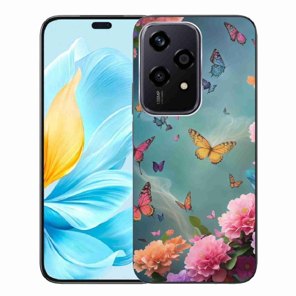 Gelový kryt mmCase na Honor 200 Lite 5G - barevné květy a motýli