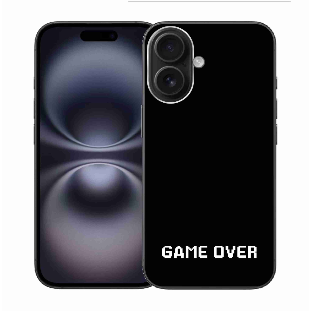Gelový kryt mmCase na iPhone 16 - game over černé pozadí