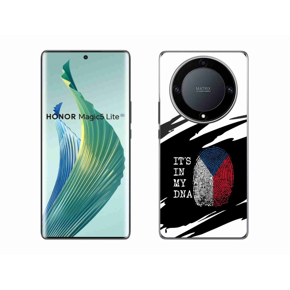 Gelový kryt mmCase na Honor Magic 5 Lite 5G - vlajka otisk prstu černobílé pozadí