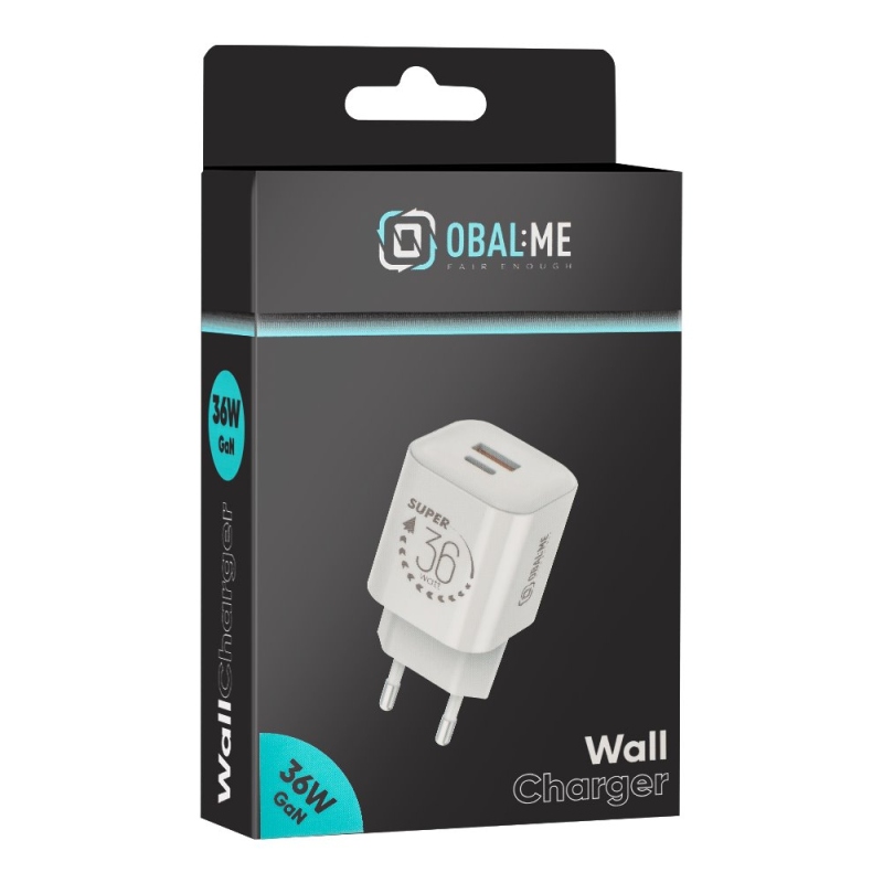 OBAL:ME GaN Cestovní Nabíječka USB-A + USB-C 36W White