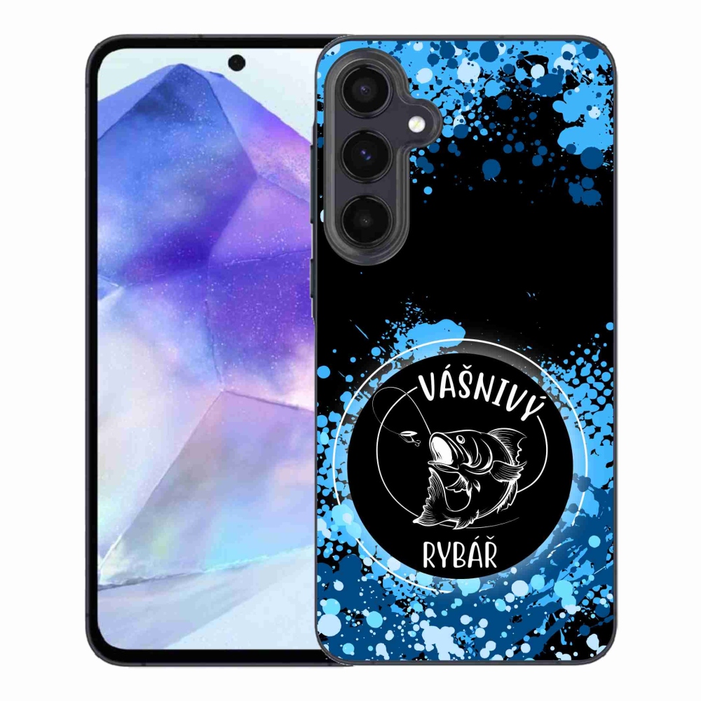 Gelový kryt mmCase na Samsung Galaxy A55 5G - vášnivý rybář černé pozadí
