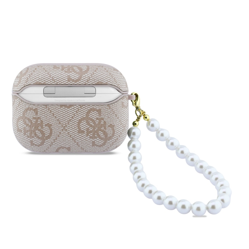 Guess PU 4G Classic Logo Pearl Strap Pouzdro pro AirPods Pro 3 Pink