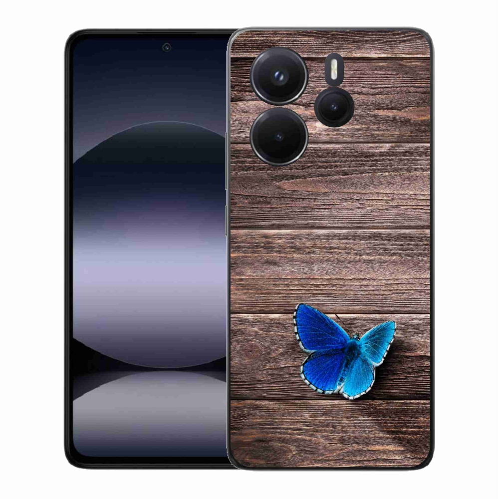 Gelový kryt mmCase na Xiaomi Redmi Note 14 - modrý motýl 1