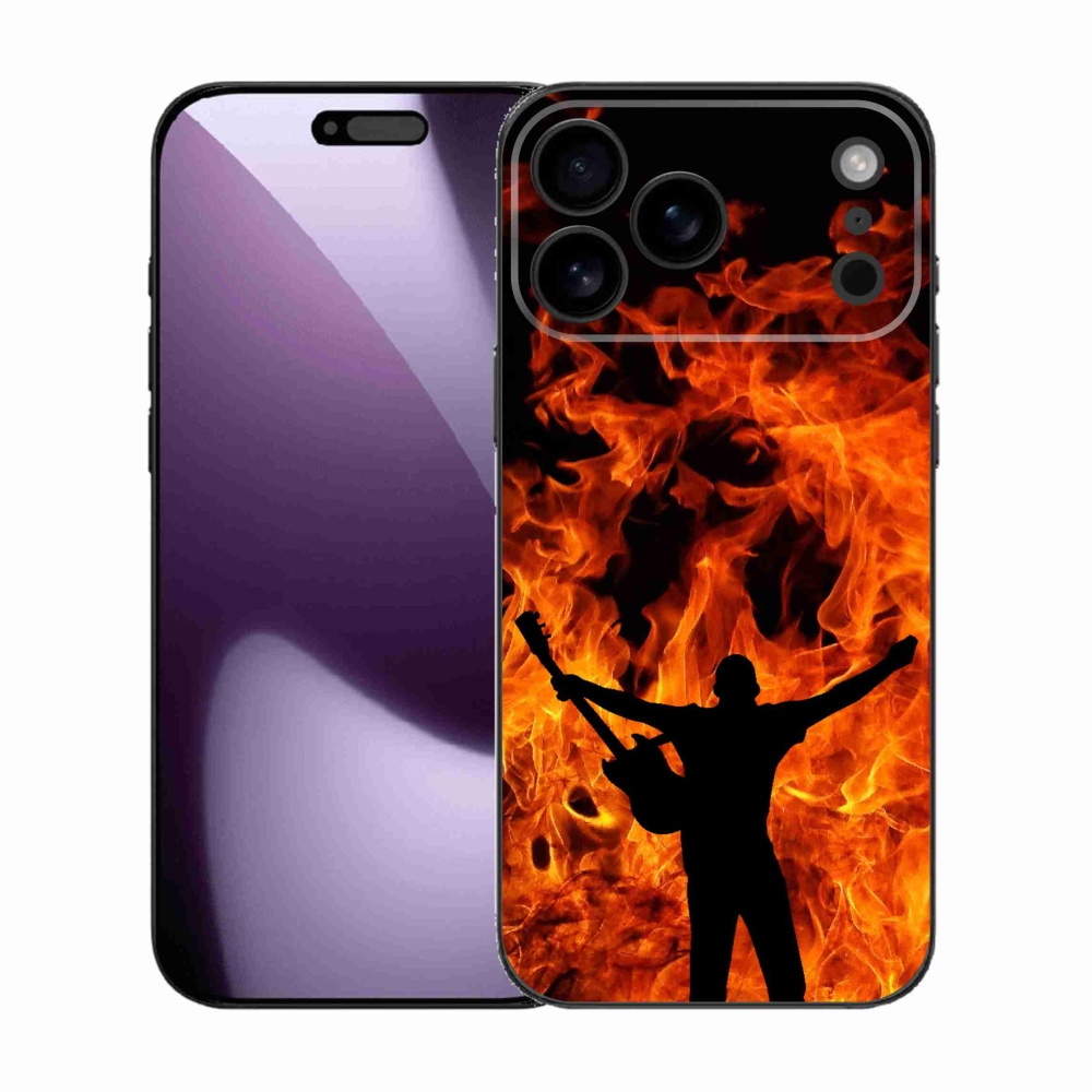 Gelový kryt mmCase na iPhone 17 Pro Max - muzikant a oheň