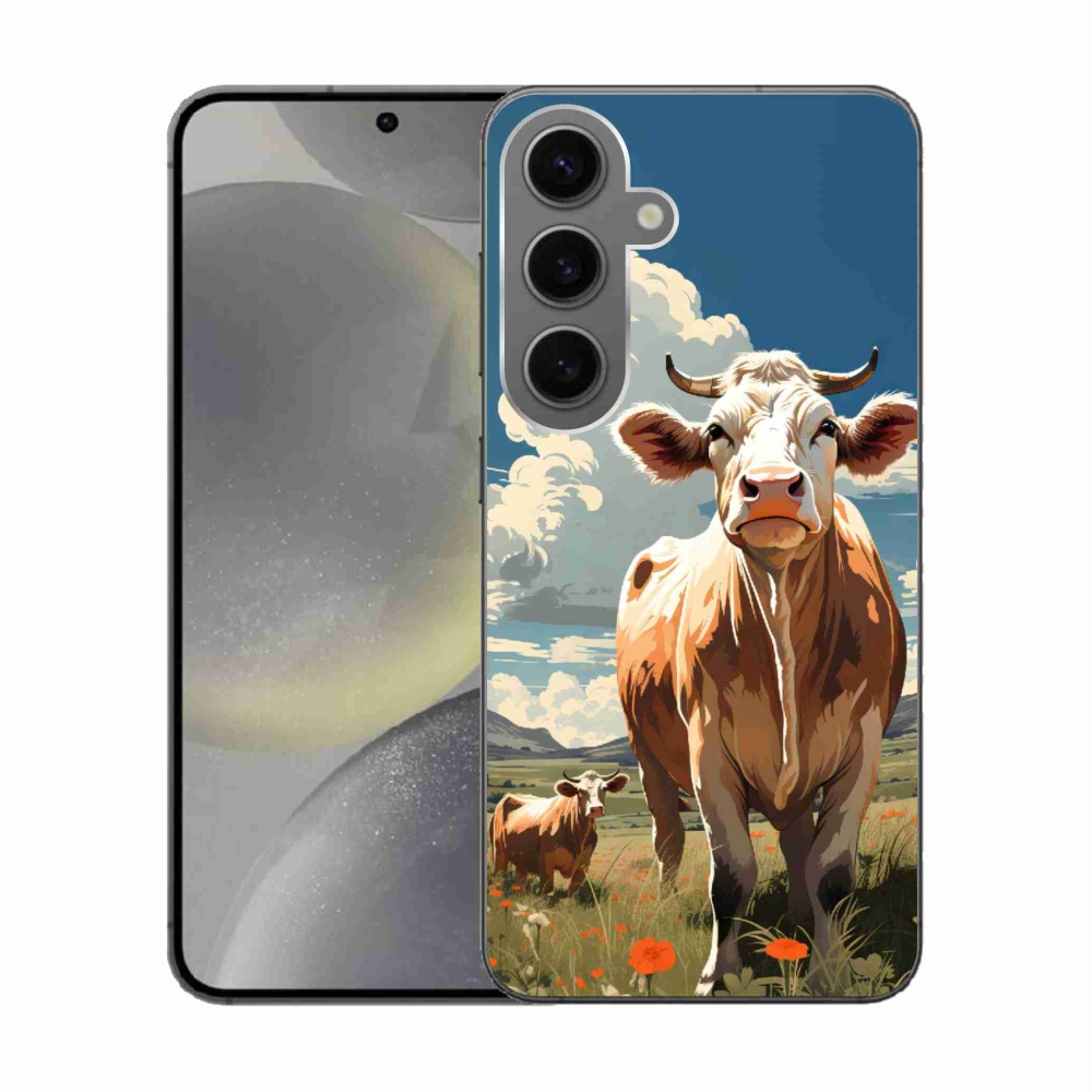 Gelový kryt mmCase na Samsung Galaxy S24 - krávy na louce