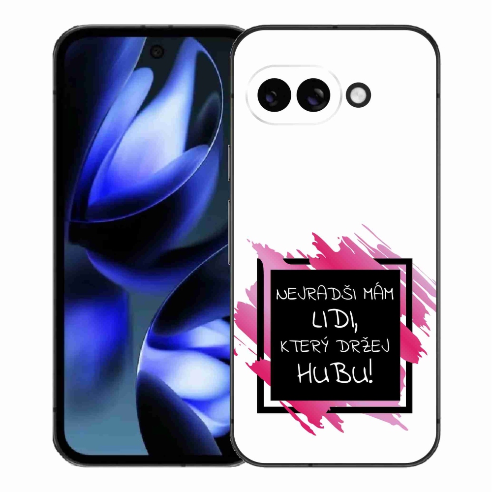 Gelový kryt mmCase na Google Pixel 9a - vtipný text 7 černobílé pozadí
