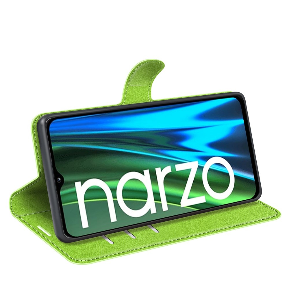 Litchi knížkové pouzdro na Realme Narzo 50i - zelený