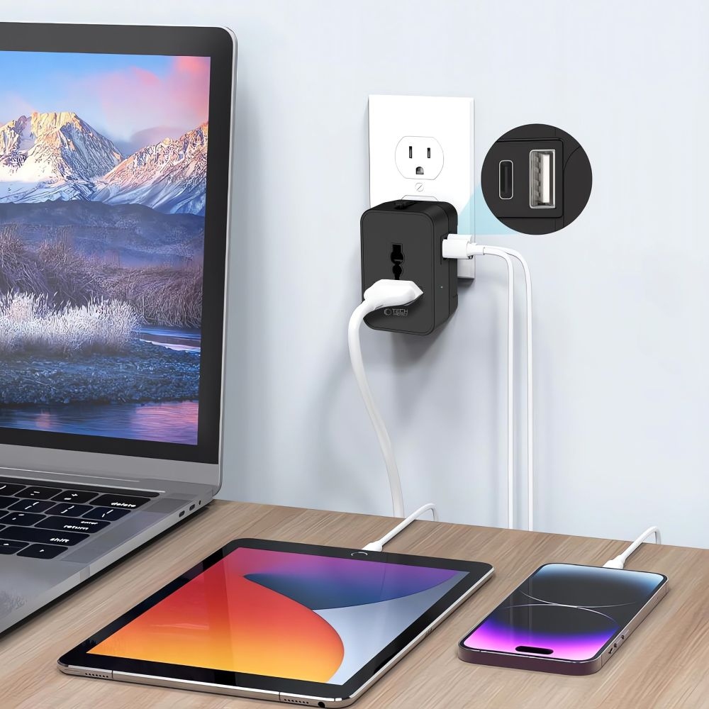 Tech-Protect TA300 univerzální cestovní adaptér EU / UK / US / AU