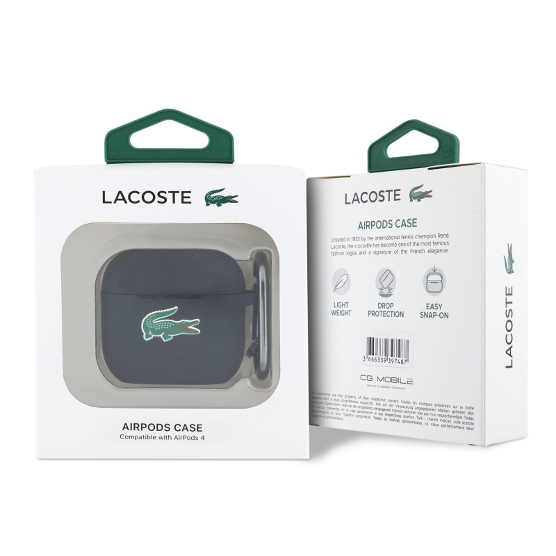Lacoste Liquid Silicone Croc Logo Pouzdro pro AirPods 4 Black