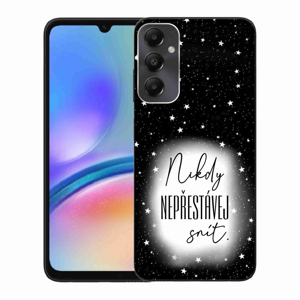 Gelový kryt mmCase na Samsung Galaxy A05s - citát 1 bíločerné pozadí