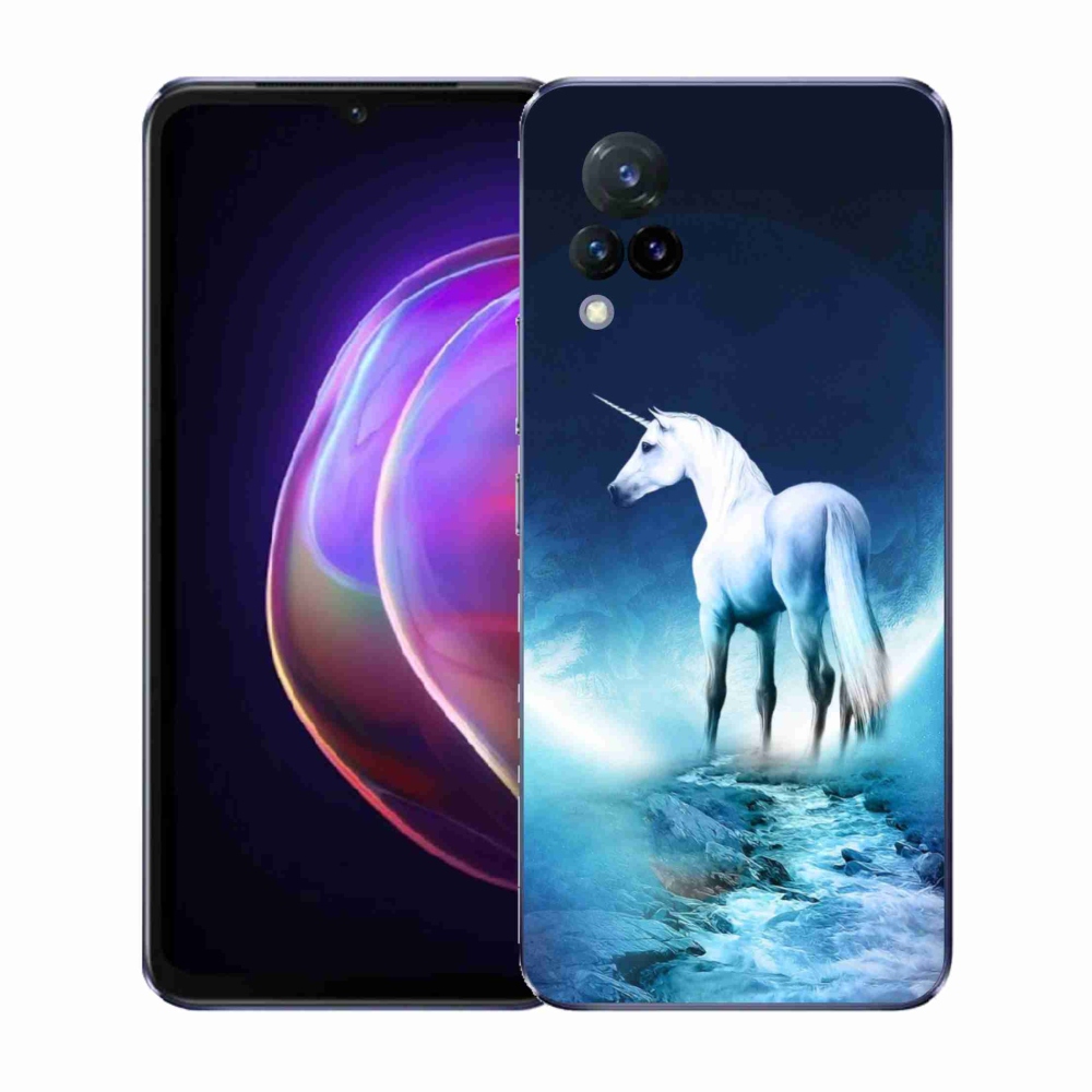 Gelový kryt mmCase na Vivo V21 4G/5G - bílý jednorožec