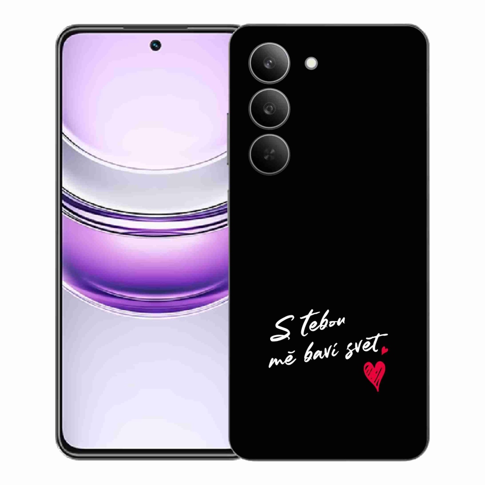 Gelový kryt mmCase na Realme 14x 5G - zamilovaný text 1 černé pozadí