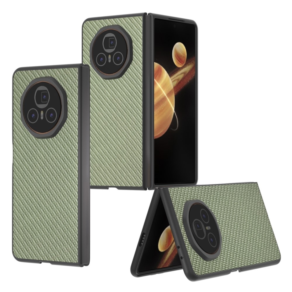 Carbon plastový obal s umělou kůží na Honor Magic V3 - zelený