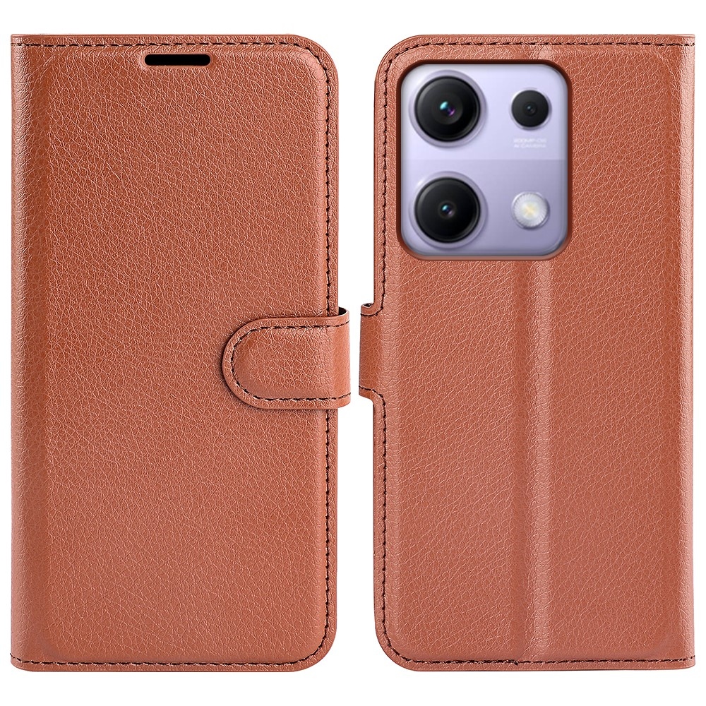 Litchi knížkové pouzdro na Xiaomi Redmi Note 14S - hnědé