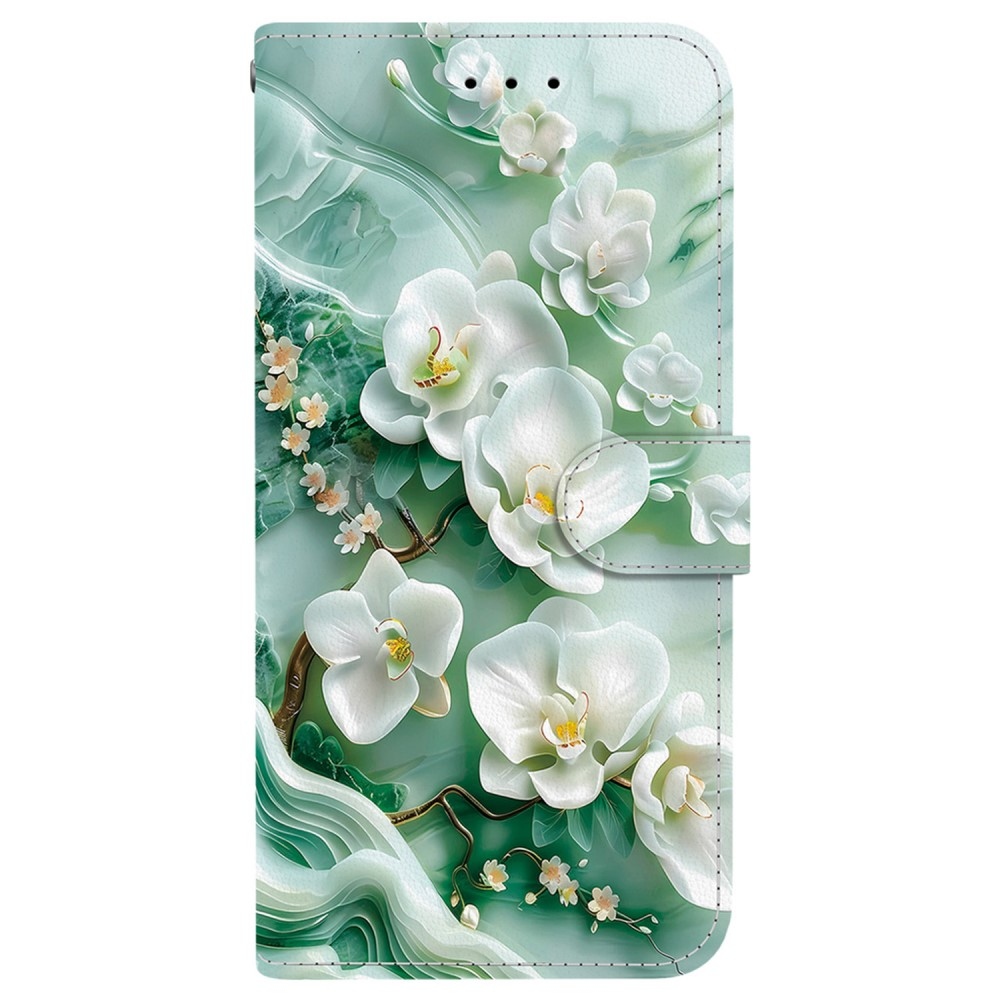 Versatile knížkové pouzdro na Samsung Galaxy A36 5G/A56 5G - bílé květy