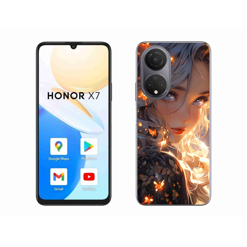Gelový kryt mmCase na Honor X7 - dívka a motýli