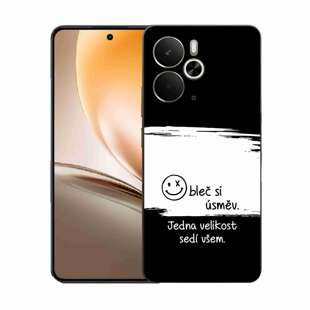Gelový kryt mmCase na Realme 14 5G - vtipný text 8 bíločerné pozadí