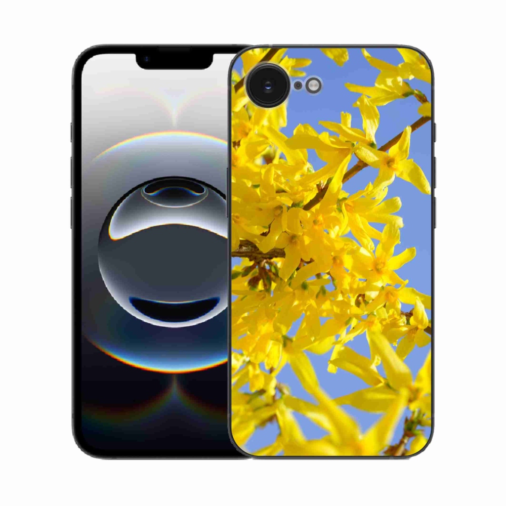 Gelový kryt mmCase na iPhone 16e - žluté květy