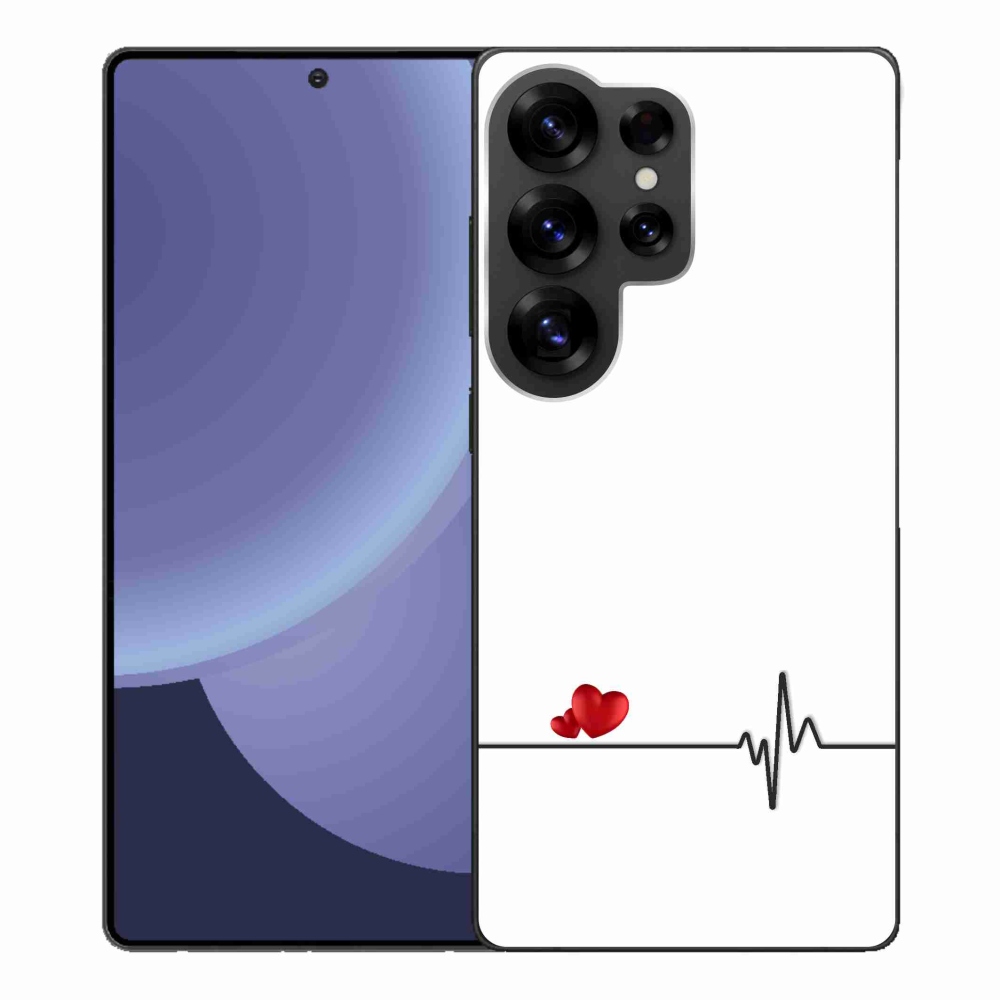 Gelový kryt mmCase na Samsung Galaxy S25 Ultra - srdce a tep bílé pozadí