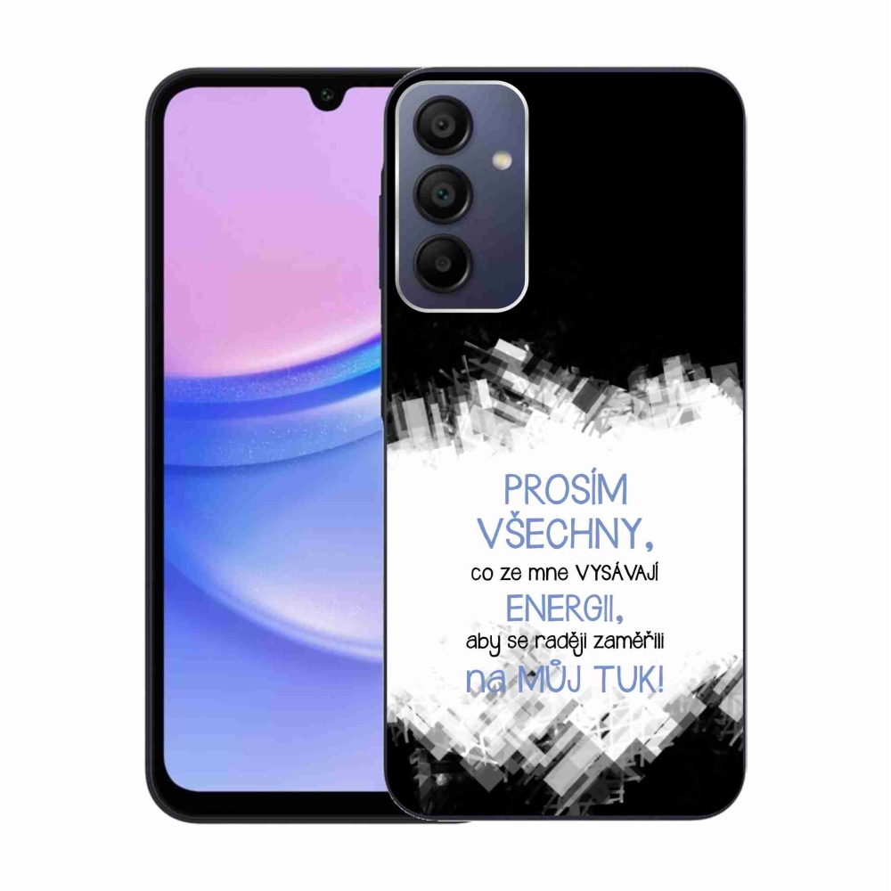 Gelový kryt mmCase na Samsung Galaxy A15 4G/5G - vtipný text 1 modrý