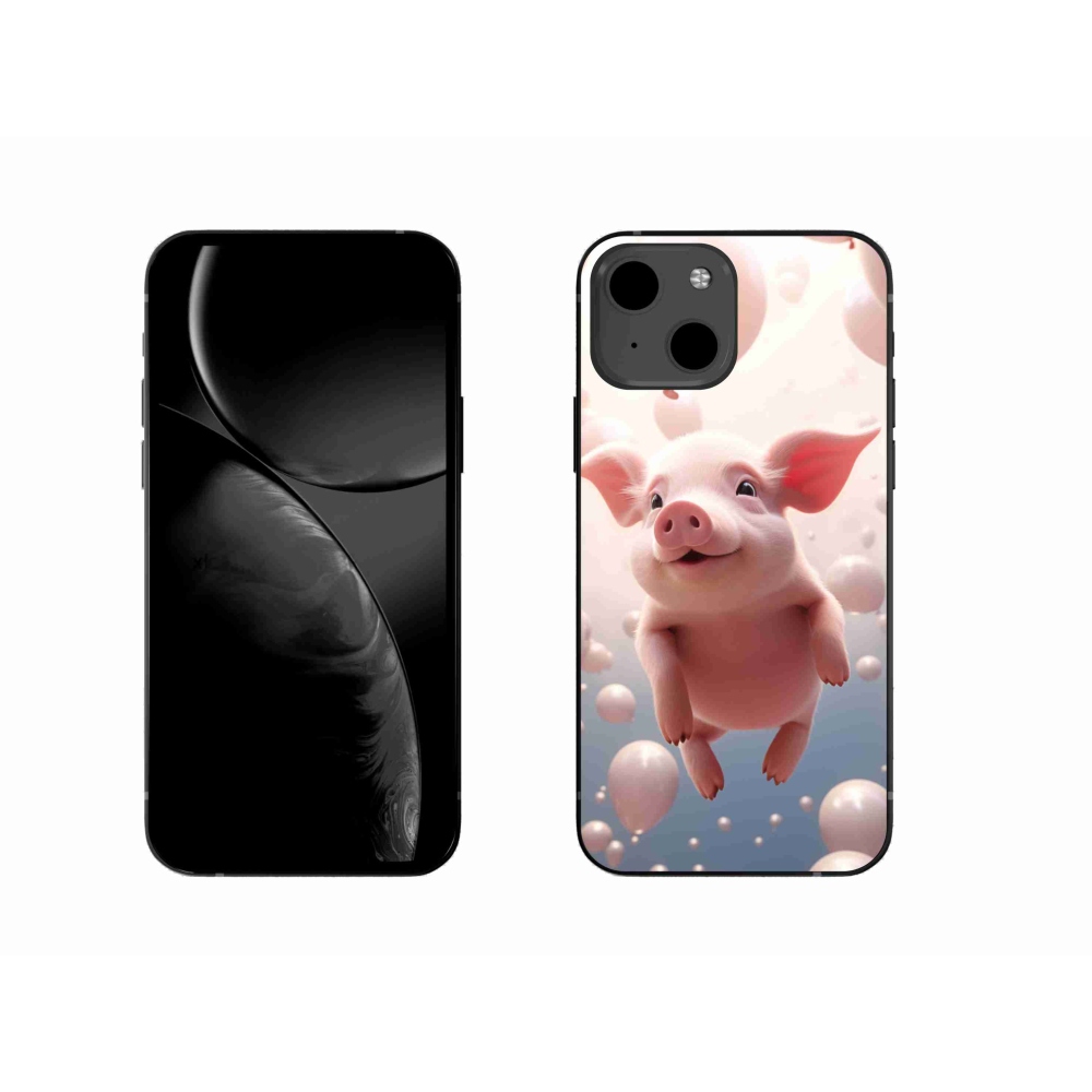 Gelový kryt mmCase na iPhone 13 - prasátko s balónky