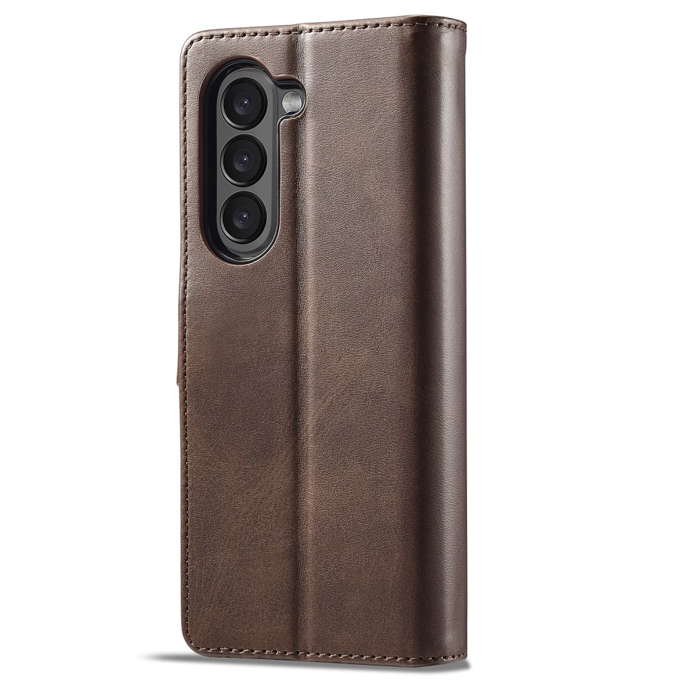 Imeeke knížkové pouzdro na Samsung Galaxy Z Fold5 5G - hnědé