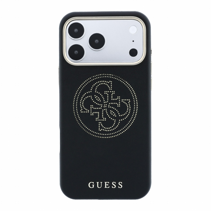 Guess PU Semi Wrap Perforated 4G Logo MagSafe Zadní Kryt pro iPhone 18 Pro Black