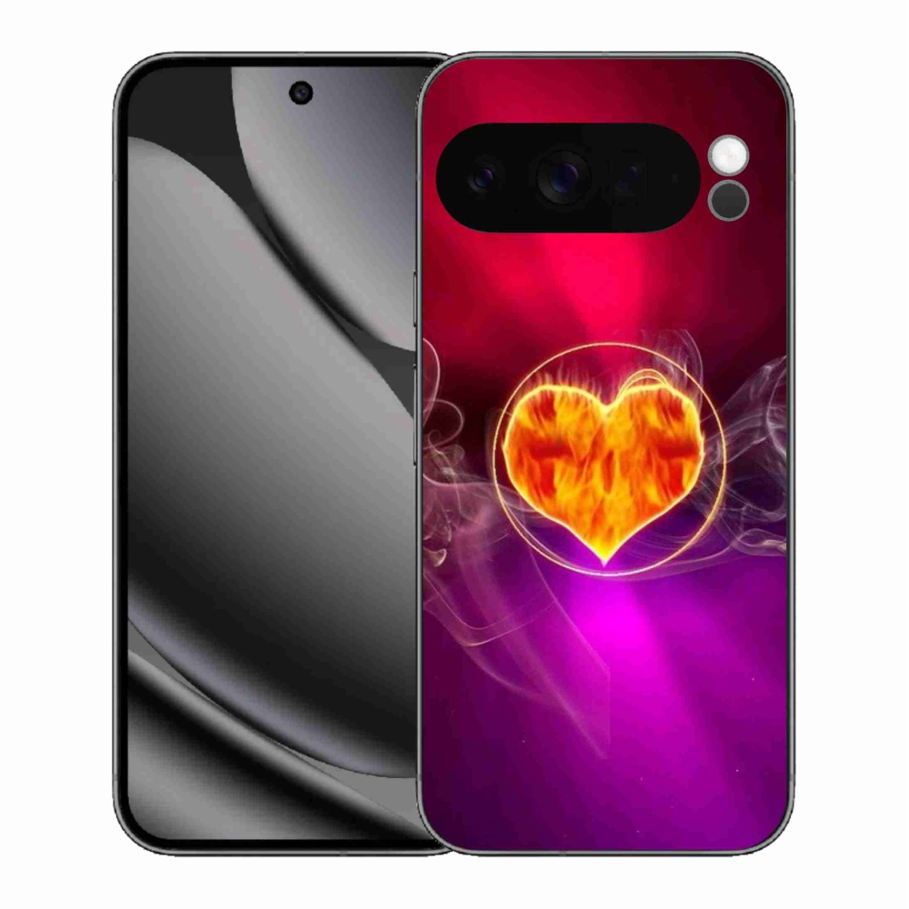 Gelový kryt mmCase na Google Pixel 10 Pro XL - ohnivé srdce