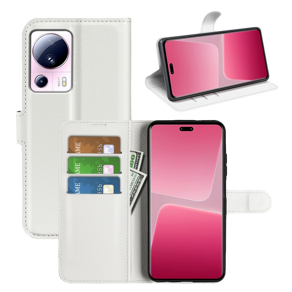Litchi knížkové pouzdro na Xiaomi 13 Lite - bílé